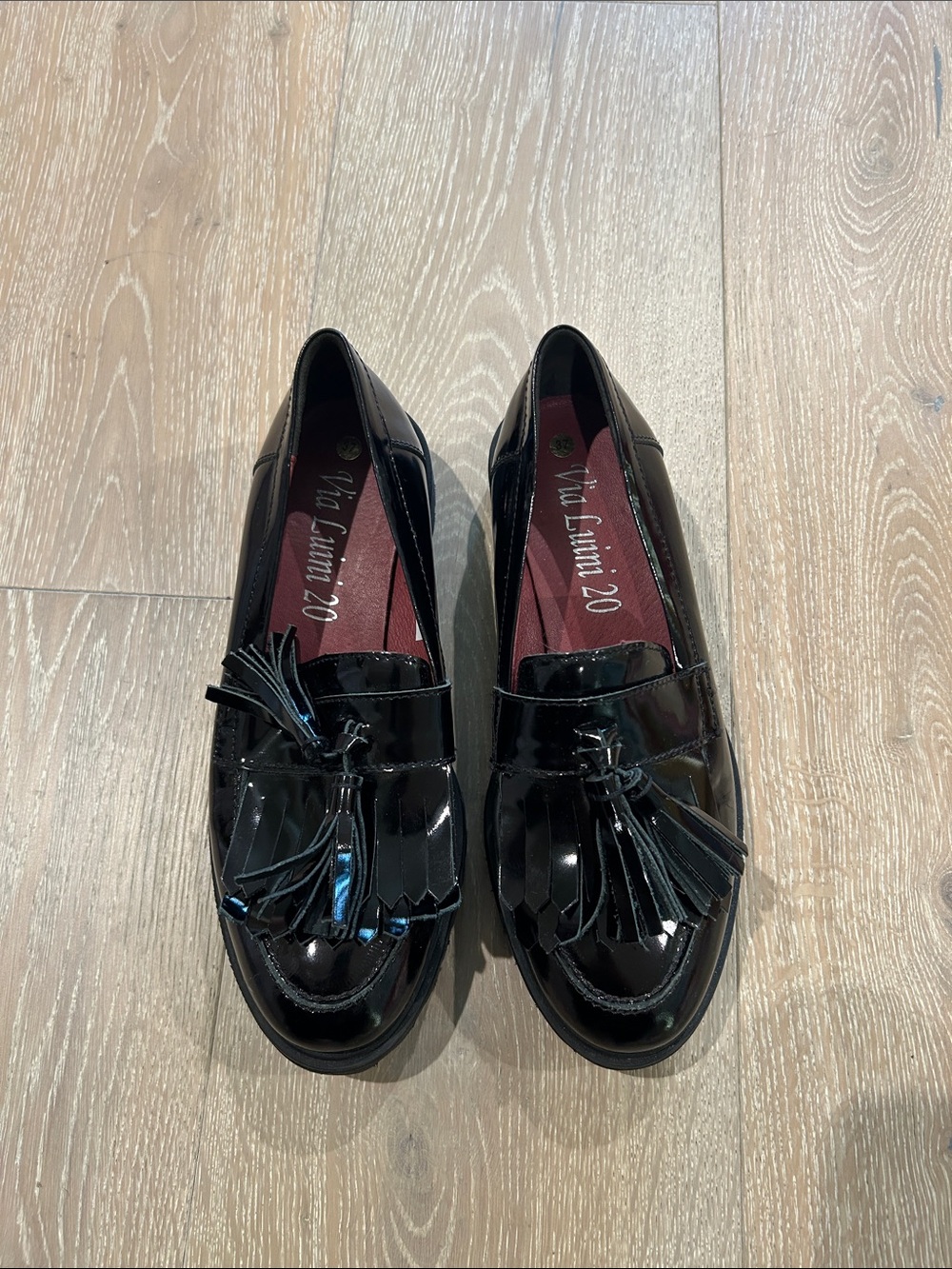 Glossy Black Tassel Loafers
